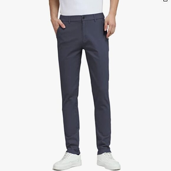 Plaid & Plain Men's Skinny Stretchy Khaki Pants Colored Pants Slim Fit Slacks - Picture 4 of 7